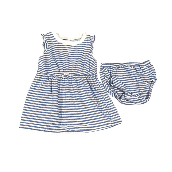 Carter’s Blue & White Striped Dress with Bloomers Nautical– Size 9 Months - Picture 1 of 9